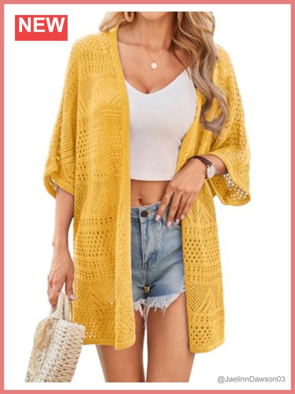 Crochet Loose Fit Open Front Kimono Cardigan